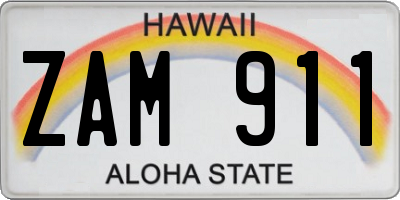 HI license plate ZAM911
