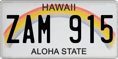 HI license plate ZAM915