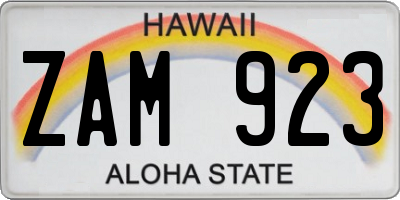 HI license plate ZAM923