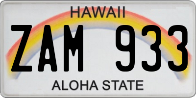 HI license plate ZAM933