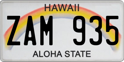 HI license plate ZAM935