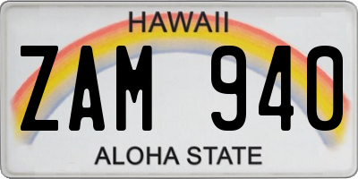 HI license plate ZAM940