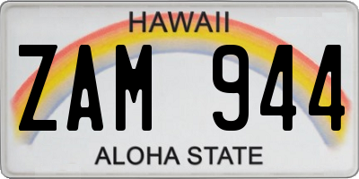 HI license plate ZAM944
