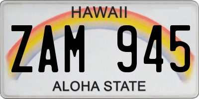 HI license plate ZAM945