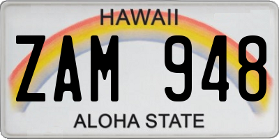 HI license plate ZAM948