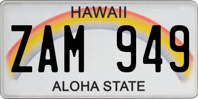 HI license plate ZAM949
