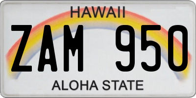 HI license plate ZAM950