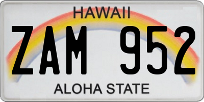 HI license plate ZAM952