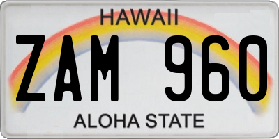 HI license plate ZAM960