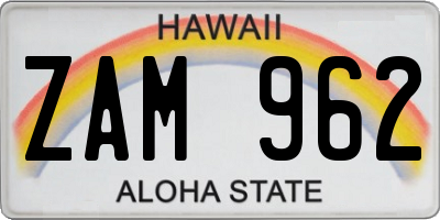 HI license plate ZAM962