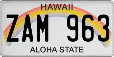 HI license plate ZAM963