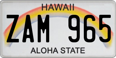 HI license plate ZAM965