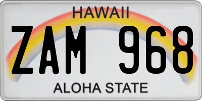 HI license plate ZAM968