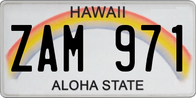 HI license plate ZAM971