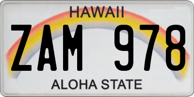 HI license plate ZAM978
