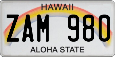HI license plate ZAM980