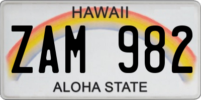 HI license plate ZAM982