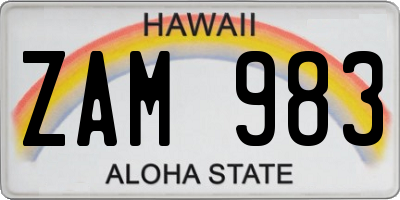 HI license plate ZAM983