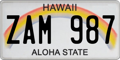 HI license plate ZAM987