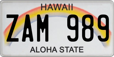 HI license plate ZAM989