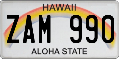 HI license plate ZAM990