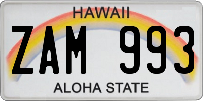 HI license plate ZAM993