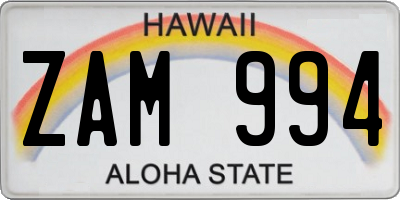 HI license plate ZAM994