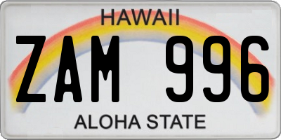 HI license plate ZAM996