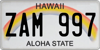 HI license plate ZAM997