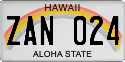 HI license plate ZAN024