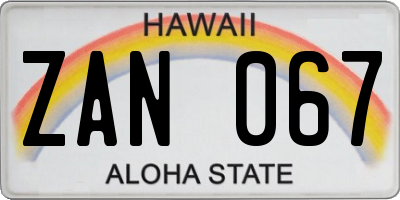 HI license plate ZAN067