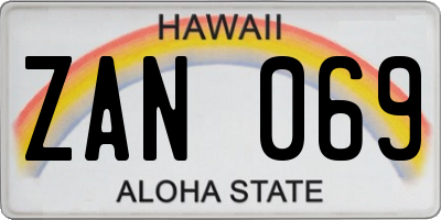 HI license plate ZAN069