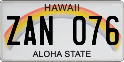HI license plate ZAN076