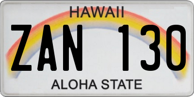 HI license plate ZAN130