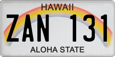 HI license plate ZAN131