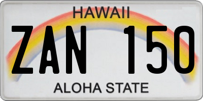 HI license plate ZAN150