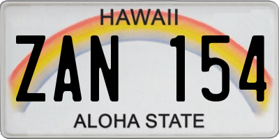 HI license plate ZAN154