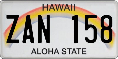 HI license plate ZAN158