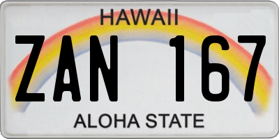HI license plate ZAN167