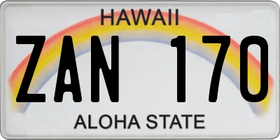 HI license plate ZAN170