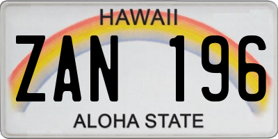 HI license plate ZAN196