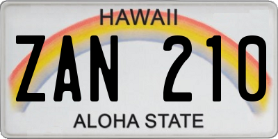 HI license plate ZAN210