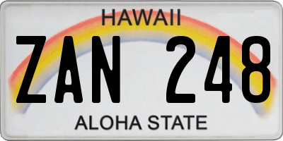 HI license plate ZAN248