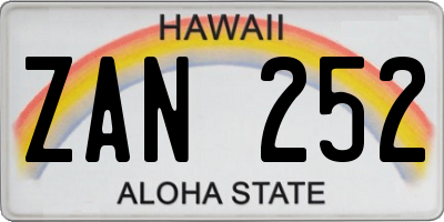HI license plate ZAN252
