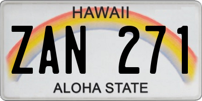 HI license plate ZAN271