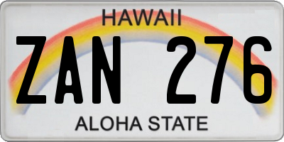 HI license plate ZAN276