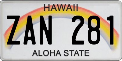 HI license plate ZAN281