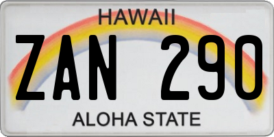 HI license plate ZAN290