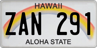HI license plate ZAN291