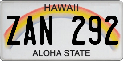 HI license plate ZAN292